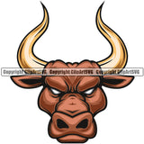Angry Horn Bull Text Muscle Cattle Mean Animal Western Clipart SVG