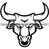 Bull Angry Muscle Steer Cowboy Western Cattle Mean Animal School Team Sport Mascot Detailed Logo Clipart SVG