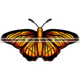 Gold Color Butterfly Insect Design Image White Background Vector Clipart SVG