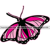 Insect Animal Pink And Black Butterfly Design White Background Mascot Vector Clipart SVG