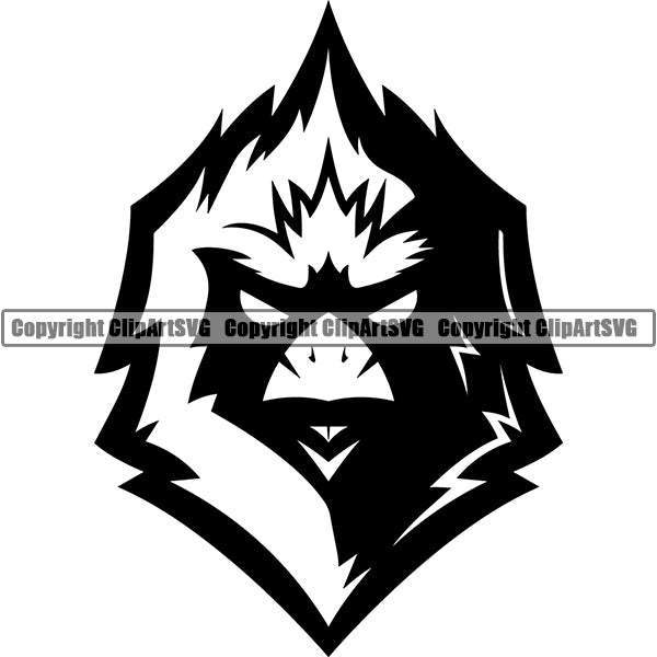 Animal Black Color Cardinal Head Mascot School Sports eSports Team Game Vector Clipart SVG