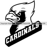 Animal Head Cardinal Bird Face Black Sport Mascot School Sports eSports Team Game Clipart SVG