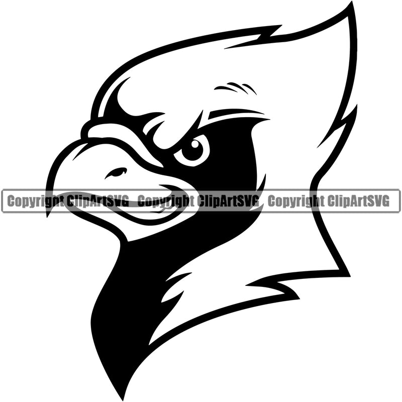 Angry Animal Black Bird Cardinal Head Face Sport Mascot School Sports eSports Team Game Clipart SVG
