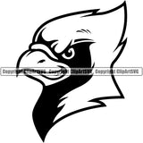 Angry Animal Black Bird Cardinal Head Face Sport Mascot School Sports eSports Team Game Clipart SVG