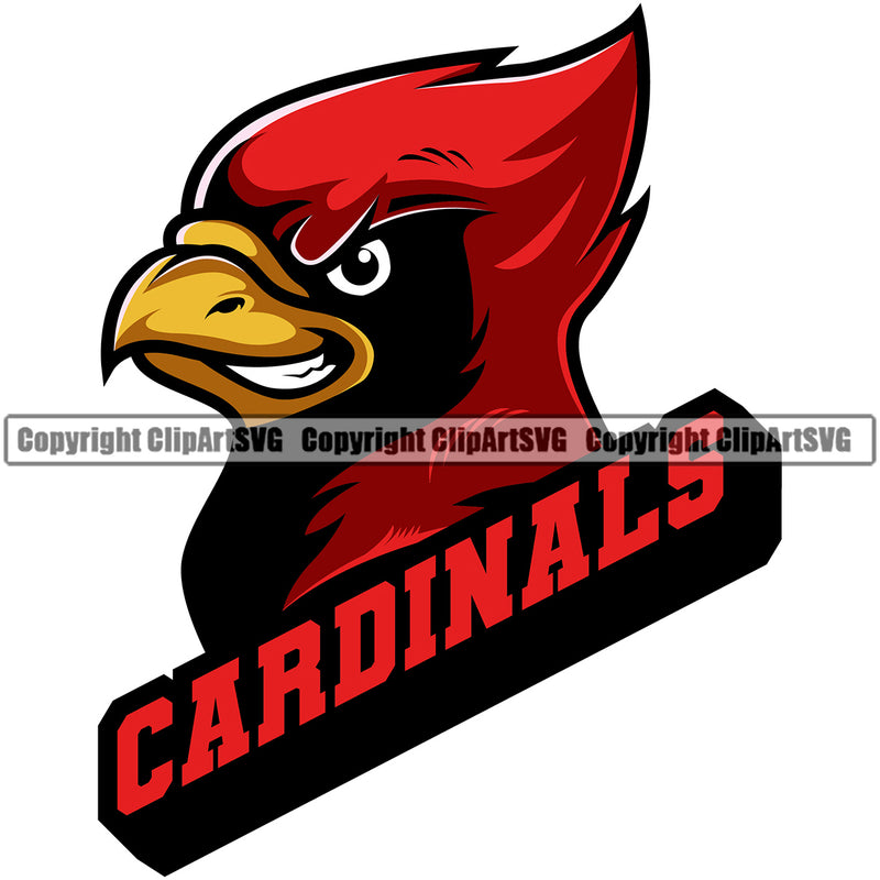 Animal Cardinal Red Color Angry Bird Head School eSports Team Game Text Face Sport Clipart SVG