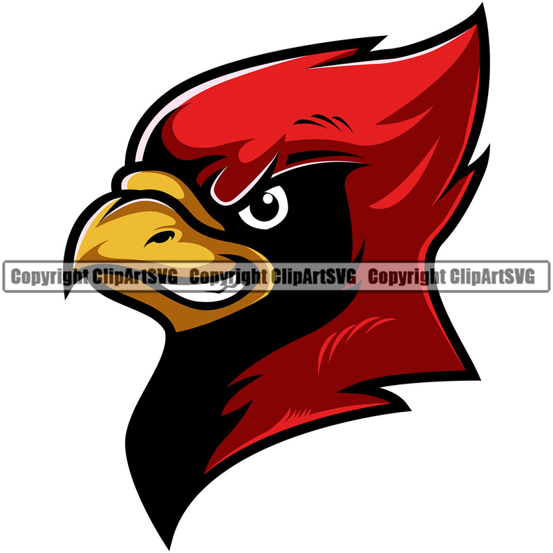 Animal Cardinal Red Color Angry Bird Head Face School Sports eSports Team Game Mascot Design Element Clipart SVG
