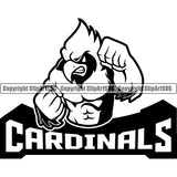 Animal Black Head Strong Body Character Cardinal Mascot School Sports eSports Team Game Vector Clipart SVG