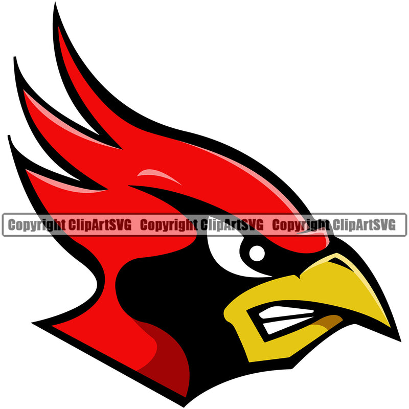 Animal Face Red Color Cardinal Bird Head School Sports eSports Team Game Mascot Vector Clipart SVG