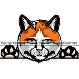 Animal Peeking Color Breed Cat Calico Vector Logo Design Clipart SVG