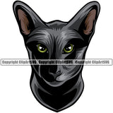 Animal Breed Cat Oriental  Breed Color Cat Black Logo Vector Clipart SVG