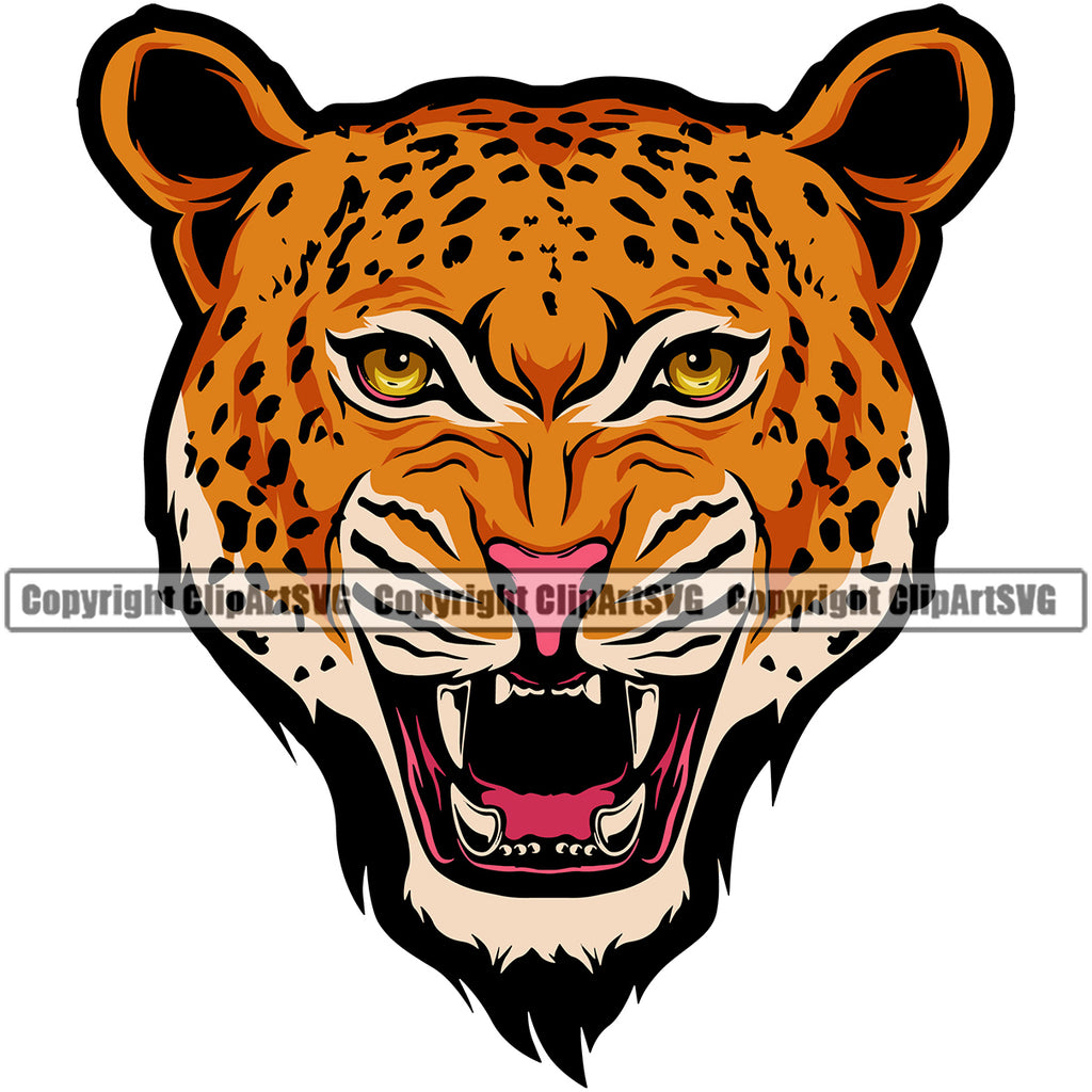 Animal  Angry Leopard Cheetah Mascot Logo Design Element Face Vector Clipart SVG