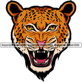 Animal  Angry Leopard Cheetah Mascot Logo Design Element Face Vector Clipart SVG