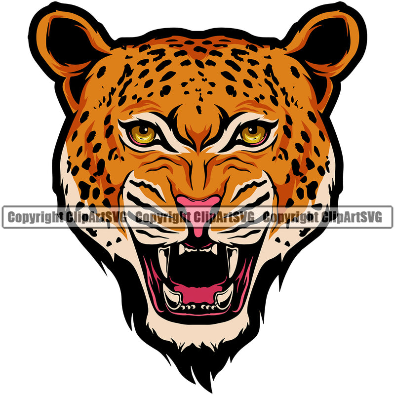 Vector Color Animal  Design Wild Peeking Angry Cheetah Mascot Clipart SVG
