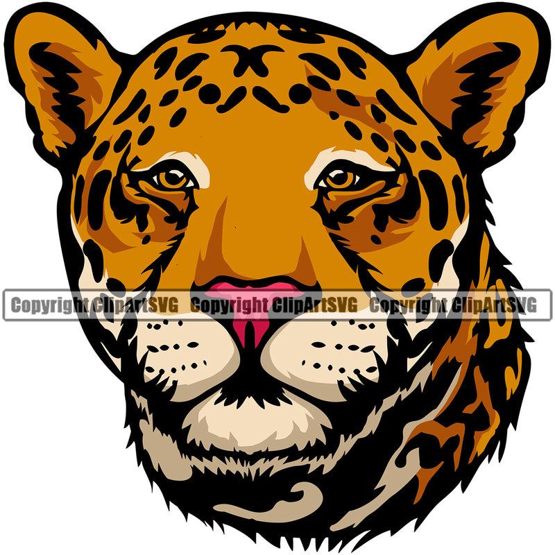 Animal Jaguar Red Cheetah Leopard Mascot Logo Design Element Face Vector Clipart SVG