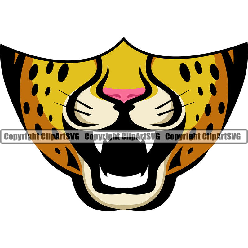Color Vector Animal Cheetah Jaguar Leopard  face  Mask  SVG ClipArt