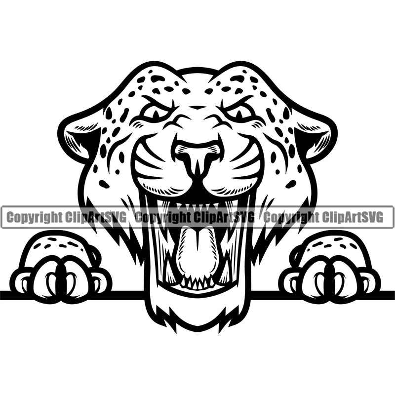 Peeking Angry Jaguar Leopard Body Peeking color Logo Design Element Mascot Clipart SVG