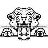 Peeking Angry Jaguar Leopard Body Peeking color Logo Design Element Mascot Clipart SVG