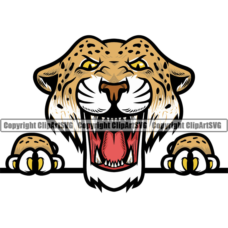 Color Animal angry Cheetah  Jaguar Leopard Mascot   ClipArt SVG
