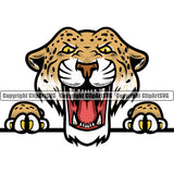 Jaguar Leopard Angry Cheetah Logo Design Element Mascot Face Vector Clipart SVG