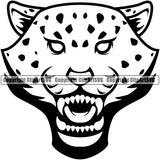 Animal Jaguar Angry Mask Face Black Color Logo Design Element Mascot Cheetah Clipart SVG