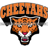 Cheetahs Head Jaguar Face Text Combo Color Purebred Mascot Design Element Leopard Clipart SVG