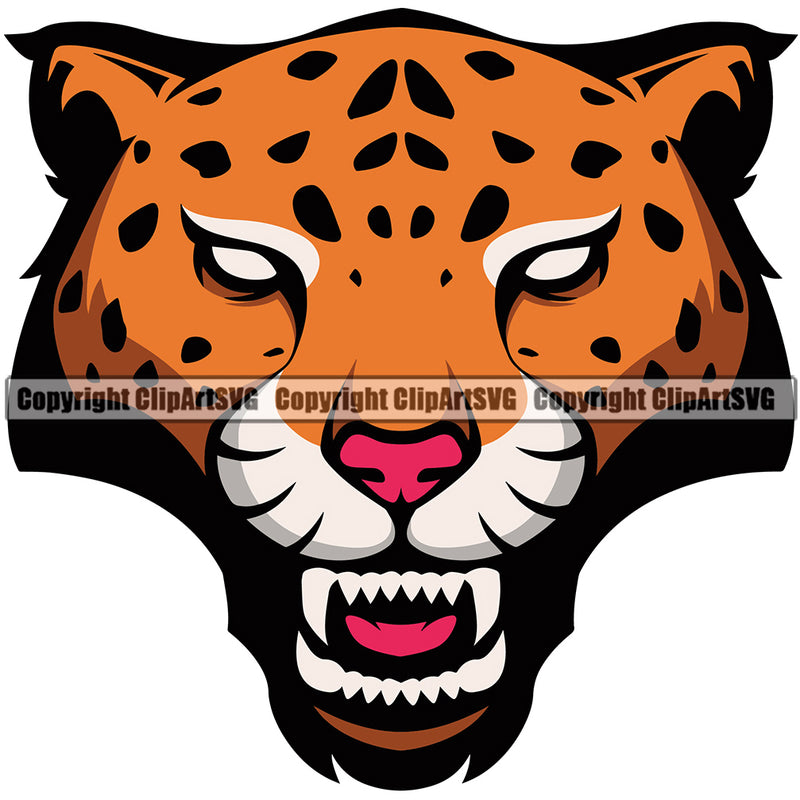 Brown Angry Animal Cheetah Jaguar Jungle Sports Team Mascot ClipArt SVG