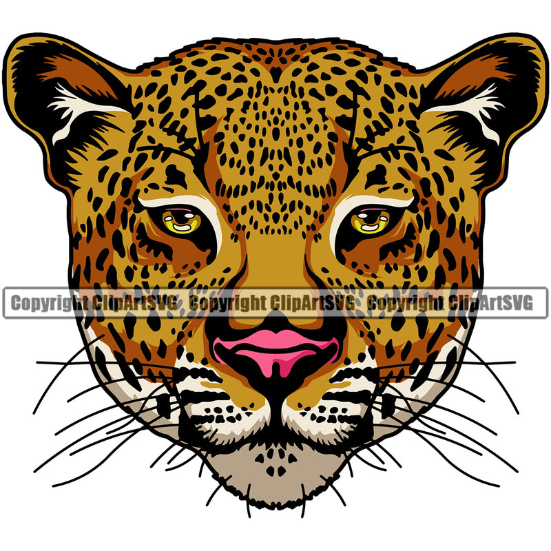 Animal Black Color Jaguar Angry Leopard Cheetah Logo Design Element Mascot face Clipart SVG