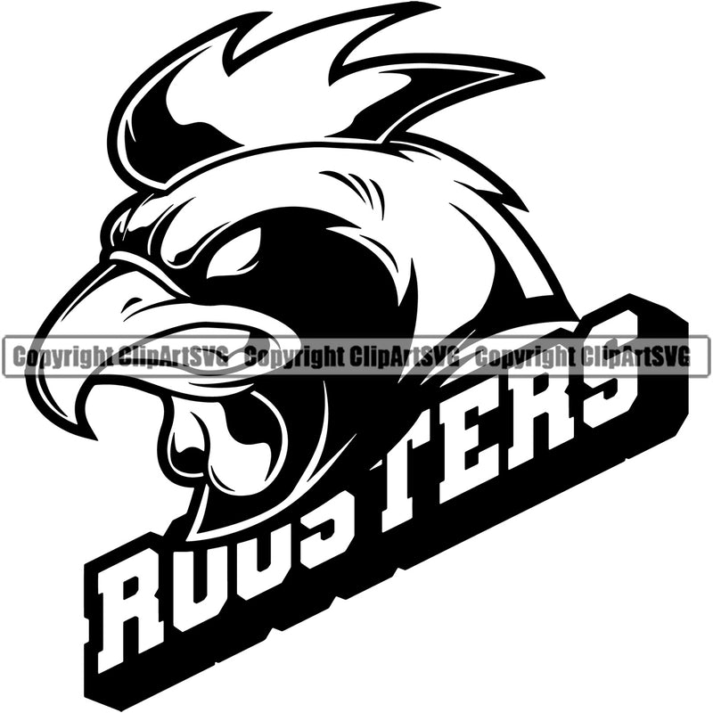 Animal Rooster Chicken Mascot Head Game Victor School Sports eSports Team Game Logo Mascot Clipart SVG