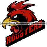 Rooster Chicken Cock Mascot Sports Team Color Head Logo ClipArt SVG