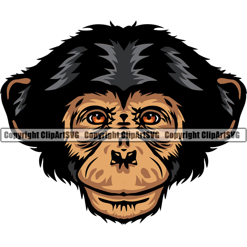 Monkey Gorilla Ape Chimpanzee Mascot Sports Team Head Logo ClipArt SVG