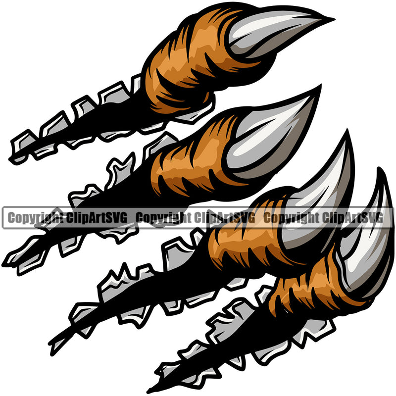 Animal Monster Claw Nail Mascot Color Sports Team ClipArt SVG