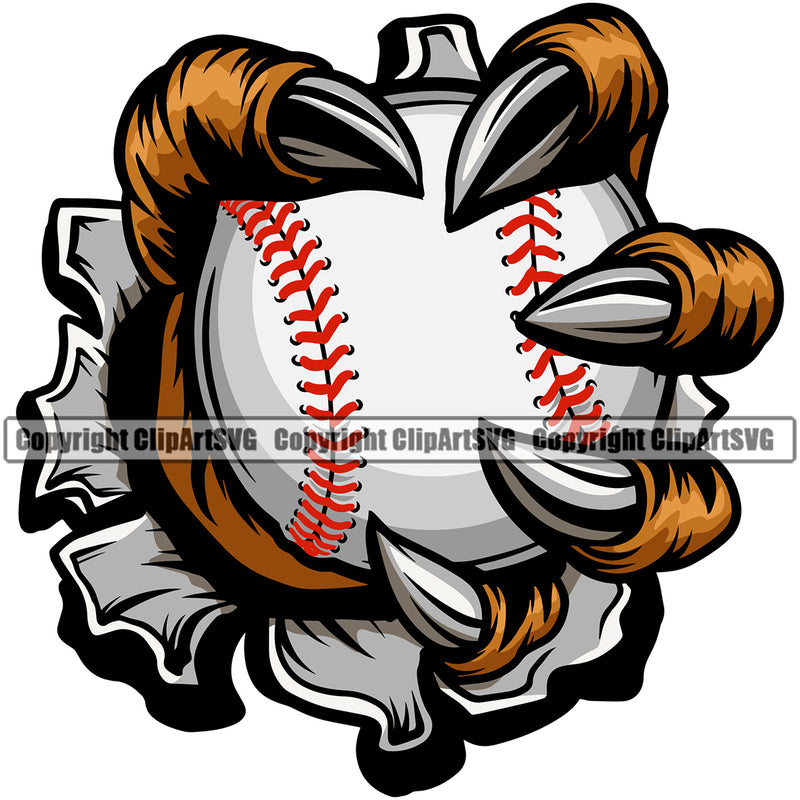 Softball Ball Animal Claw Mascot Sports Team Element Logo ClipArt SVG