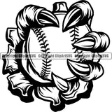 Baseball Animal Claw Monster Sports Team Hand Hold Holding Ball Breaking ClipArt SVG