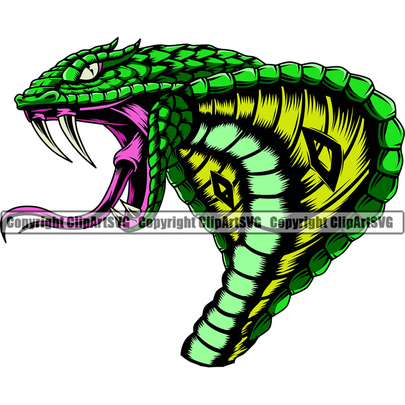 Cobra Wildlife Wild Animal Snake Sports Team Mascot Color ClipArt SVG