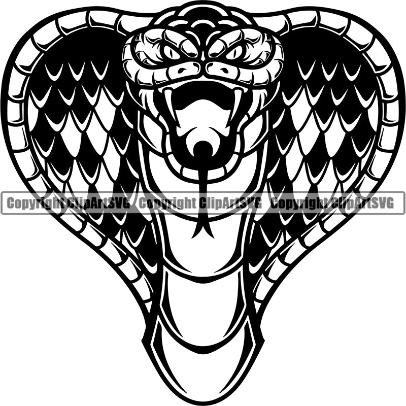 Cobra Head Rattlesnake Viper Python Sports Team Mascot ClipArt SVG