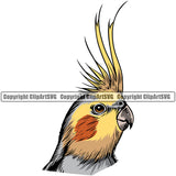 Cockatiel Pet Bird Head Sports Team Color Logo ClipArt SVG