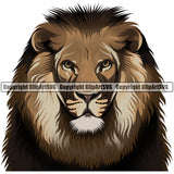 Lion Head Face Wild Animal Sports Team Color Mascot Logo ClipArt SVG