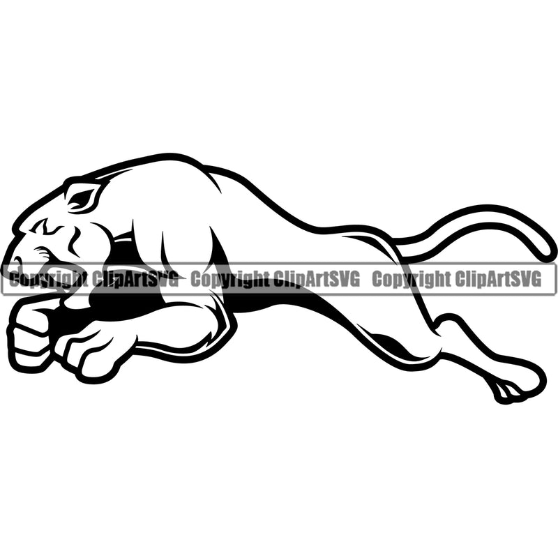 Jumping Cougar Wildlife Animal Sports Team Mascot Logo ClipArt SVG