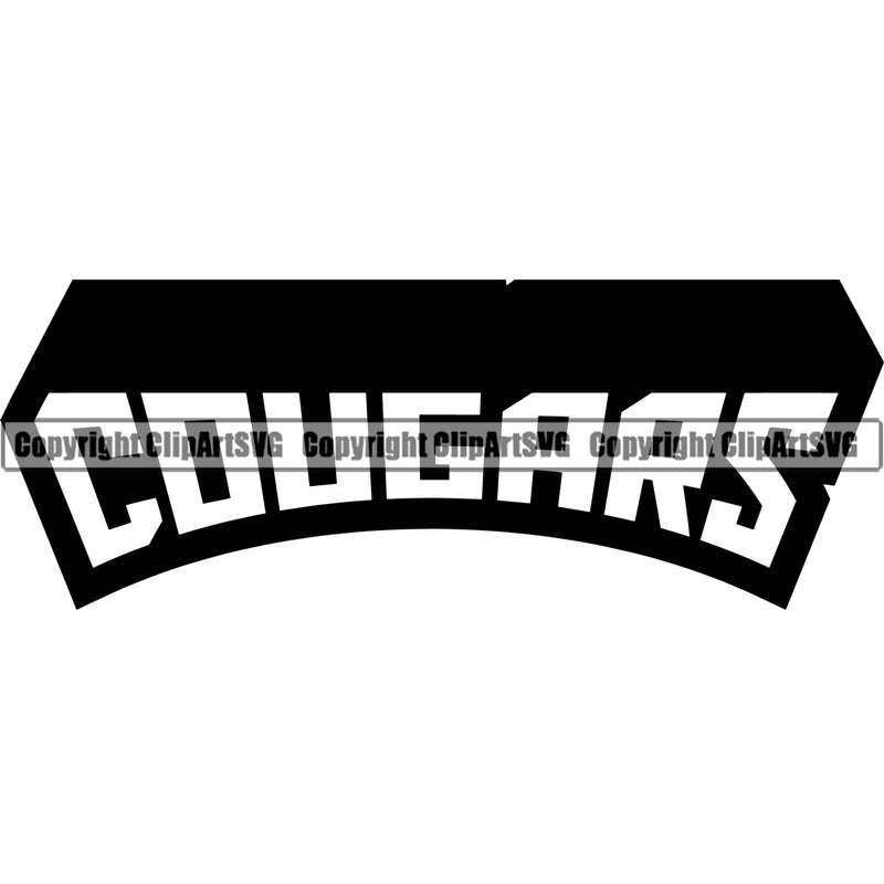 Cougar Wildlife Animal Sports Team Mascot Text Logo ClipArt SVG
