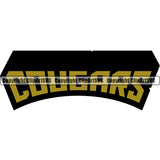 Jumping Cougars Wildlife Animal Text Sports Team Mascot Color Logo ClipArt SVG