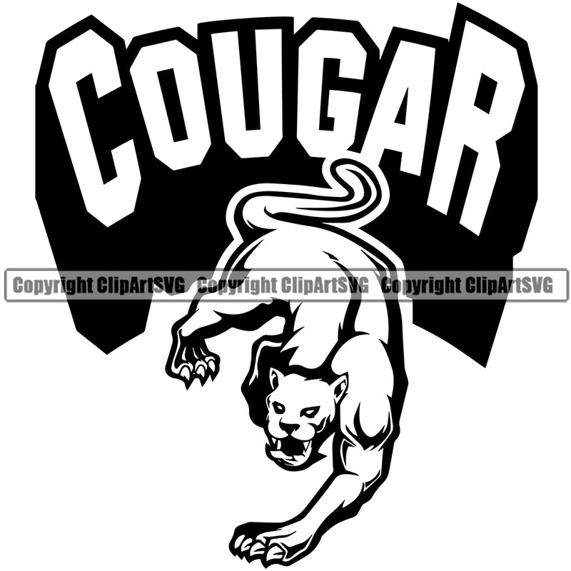 Cougar Animal With Text Sports Team Mascot Logo ClipArt SVG