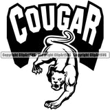 Cougar Animal With Text Sports Team Mascot Logo ClipArt SVG