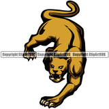 Cougar Wildlife Animal Sports Team Mascot Color Logo ClipArt SVG