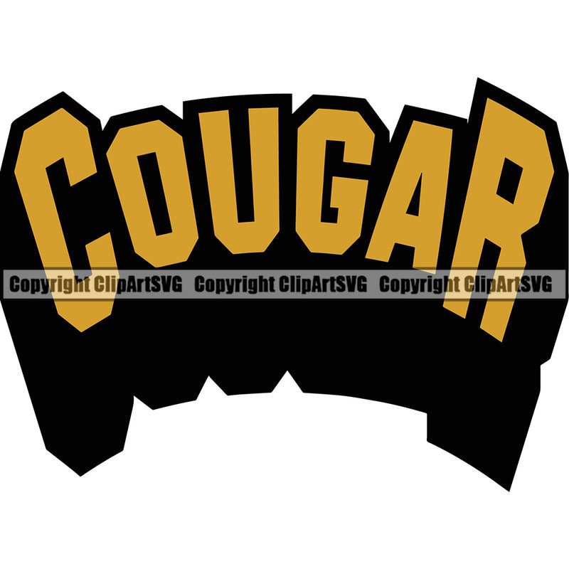 Cougar Wildlife Animal Sports Team Mascot Color Text Logo ClipArt SVG