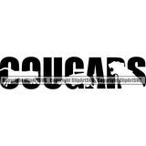 Animal Cougars 2 Silhouette Text Sports Team Mascot Logo ClipArt SVG