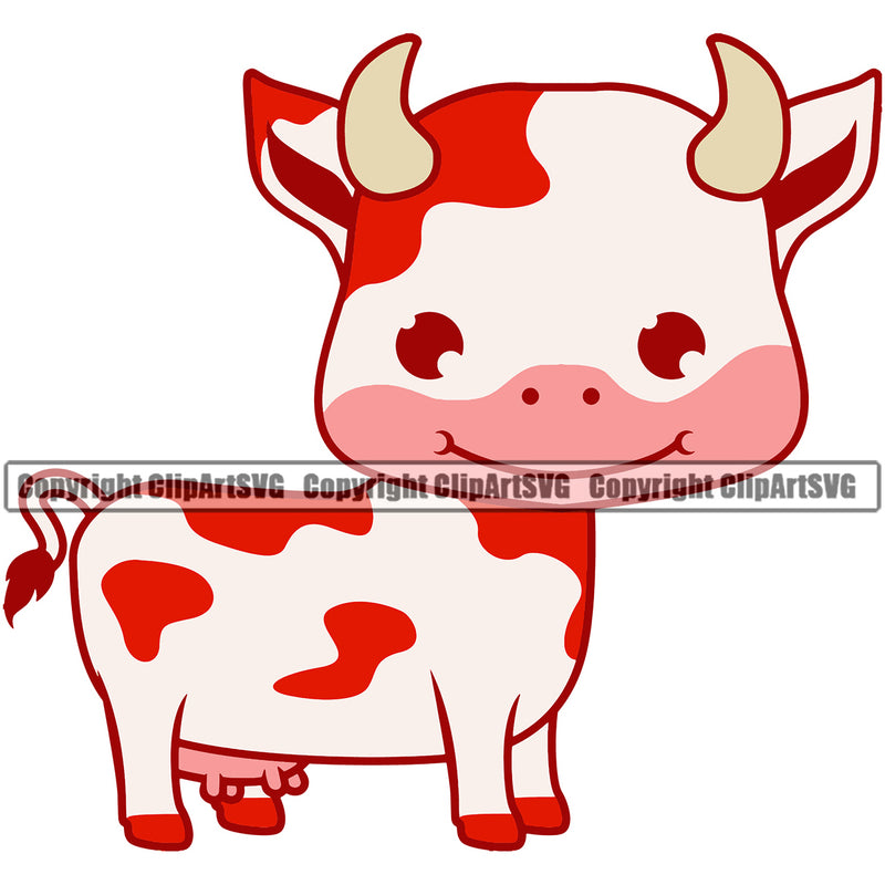 Animal Cute Cow With Spots Skin Mascot Dairy Farm Logo School Sports eSports Team Game Logo Mascot Clipart SVG