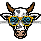 Animal Sunglasses Cow Funny Mascot Farm Beef Meat Steer Cattle Cowboy Logo Dairy Vector Clipart SVG
