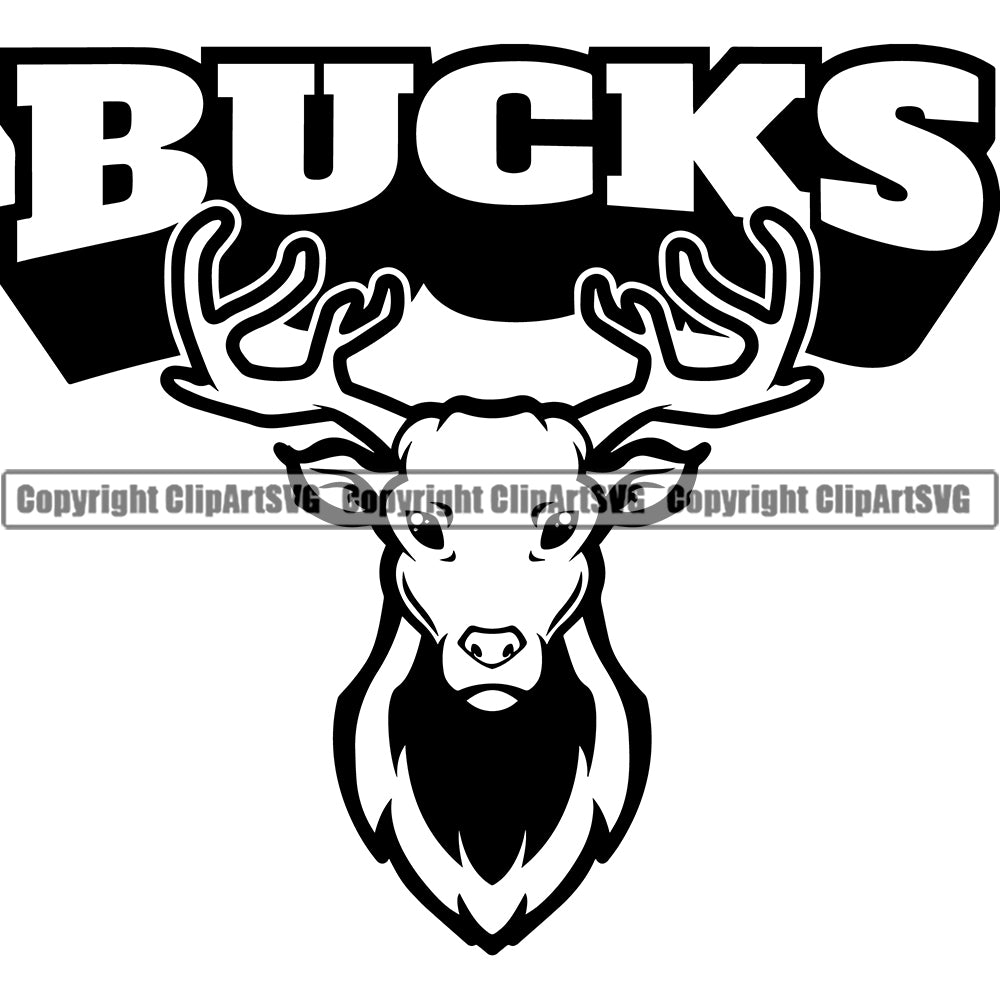 Animal Buck Deer Mascot Color Combo Steer Cattle Cowboy Logo Vector Clipart SVG