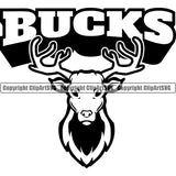 Animal Buck Deer Mascot Color Combo Steer Cattle Cowboy Logo Vector Clipart SVG