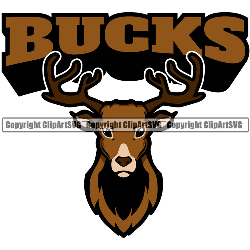 Brown Color Bucks Sports Team Vector Color Mascot with text Professional Clipart SVG